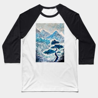 Blue Watercolor Landscape Baseball T-Shirt